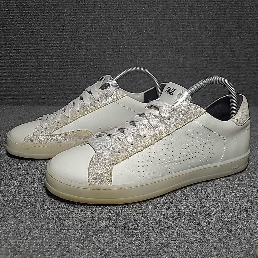 P448 John Low Top Sneakers Metallic Silver White Women's EU 40/ US 9.5 -10